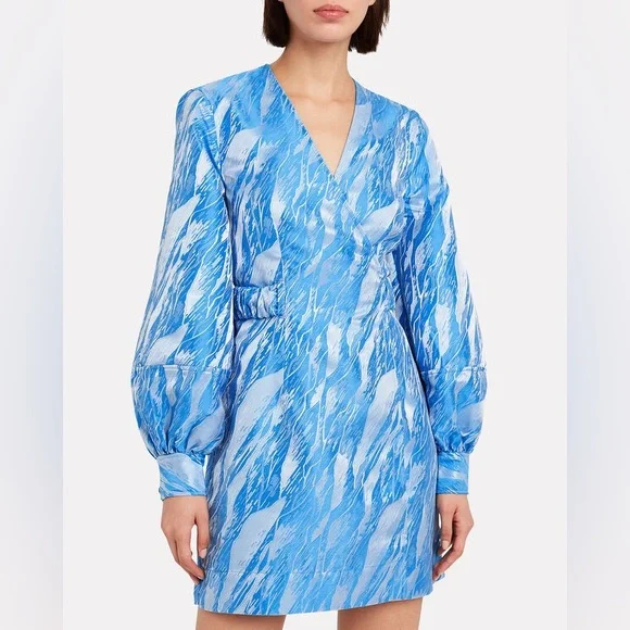 Ganni Jacquard Azure Balloon Dress - Picture 3 of 11